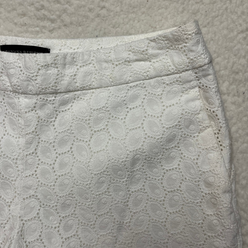 Banana Republic Shorts Womens 10 White Eyelet Lace Cotton Casual Summer 4823